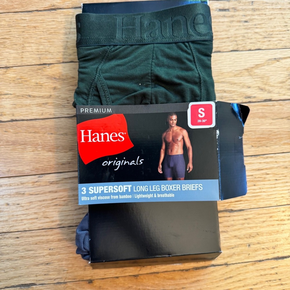 Hanes Originals Premium Supersoft Long Leg Boxer Briefs 2 Pack Mens Small